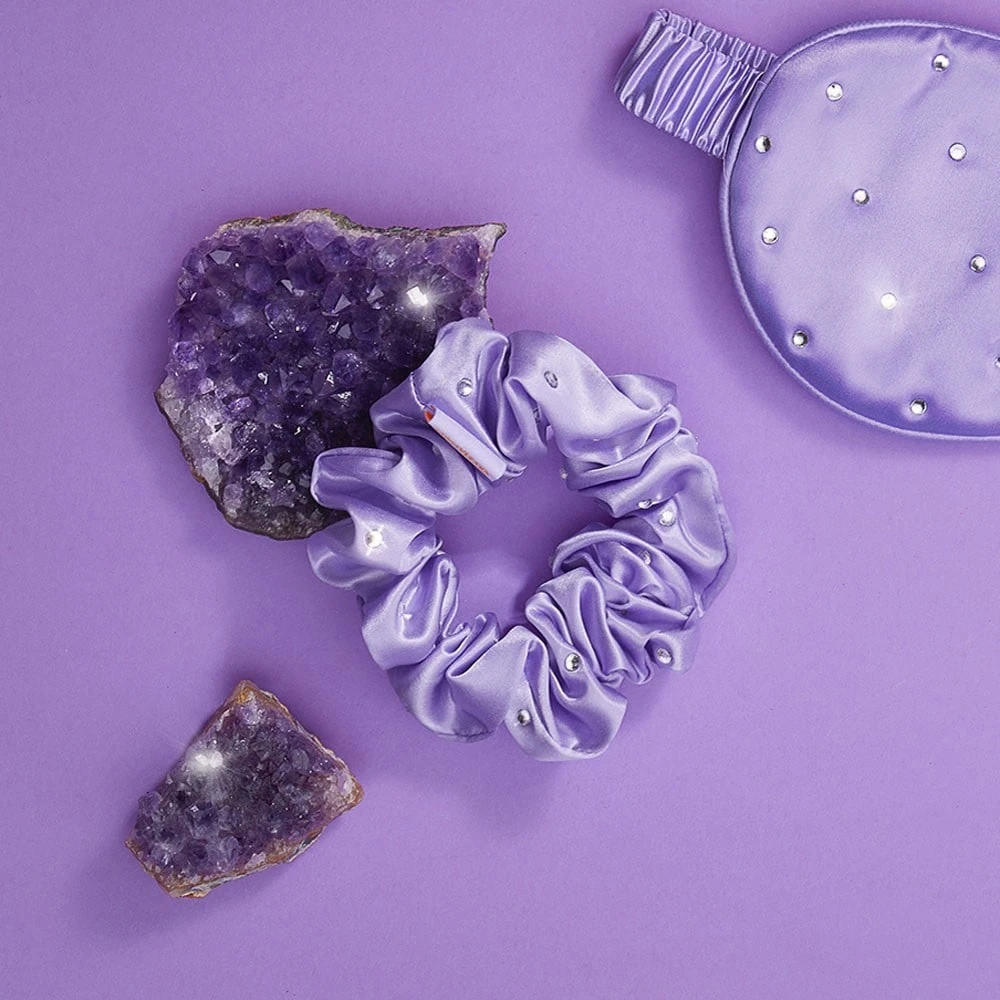 Crystalized Silk Scrunchie - Lilac 6 Crystalized Silk Scrunchie - Lilac - Afbeelding 4