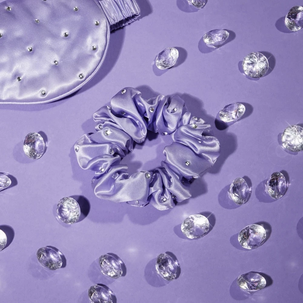 Crystalized Silk Scrunchie - Lilac 7 Crystalized Silk Scrunchie - Lilac - Afbeelding 5
